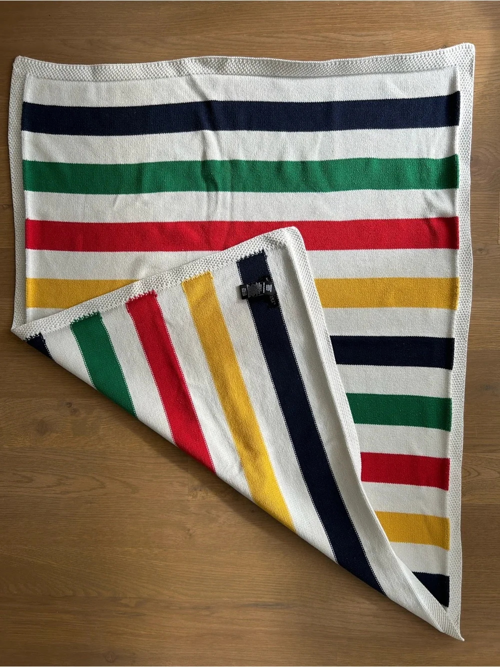 Hudson’s Bay Baby Blanket Wool Blend Multistripe Knit 29x36